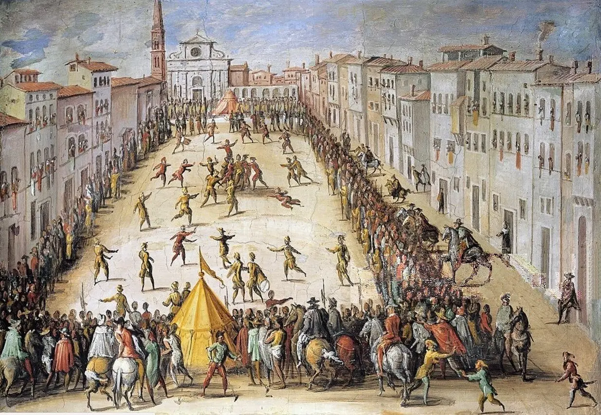 Gioco del calcio in Piazza Santa Maria Novella di Giovanni Stradano 1562